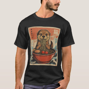 Camiseta Anime Otter Ramen Japonês Funny Kawaii Gift Men W