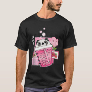Camiseta Anime Panda Bubble Milk Tea Boba Bear Kawaii Aesth
