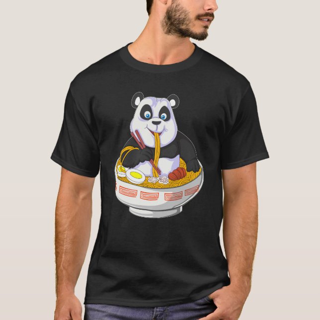 Camiseta anime panda comendo rêmen (Frente)
