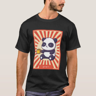 Camiseta Anime Panda Drink Coffee Japanese Style