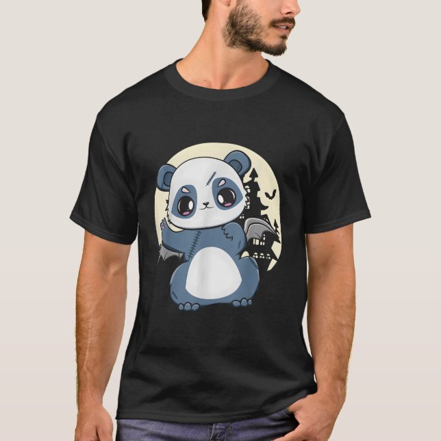Camiseta Anime Panda E Gótico De Pastel No Halloween De Kaw (Frente)