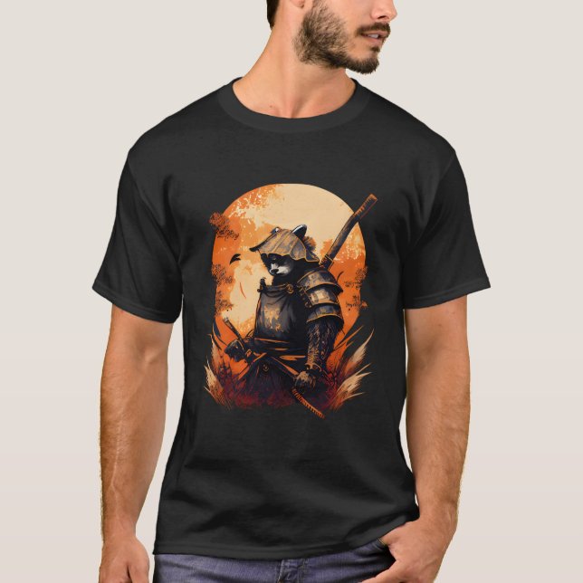 Camiseta Anime Panda Kawaii Estilo Japonês Samurai (Frente)