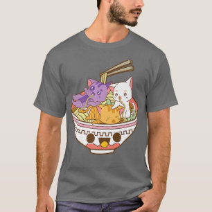 Camiseta Anime Panseual Ramen Tee Japonês Cats Ramen Noodl
