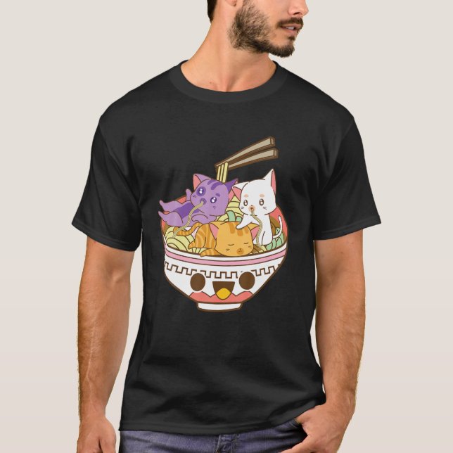 Camiseta Anime Pansexual Ramen Tee Cats Japoneses Ramen Noo (Frente)