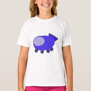 Camiseta Animê Pipoca Espaçonave Azul Avião Vermelho Cartoo