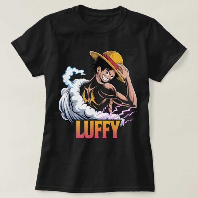 Camiseta Anime Pirate Warrior Sticker – Straw Hat Hero Powe (Frente do Design)