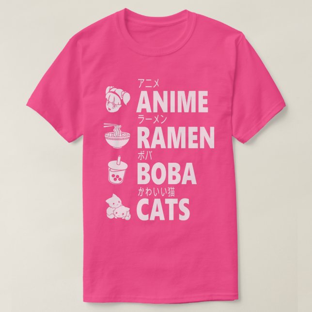 Camiseta Anime Ramen Boba Cats Japanese Food Lover Manga Ot (Frente do Design)