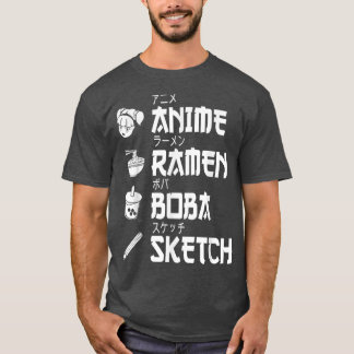 Camiseta Anime Ramen Boba Desenhando Homem Comida Japonês