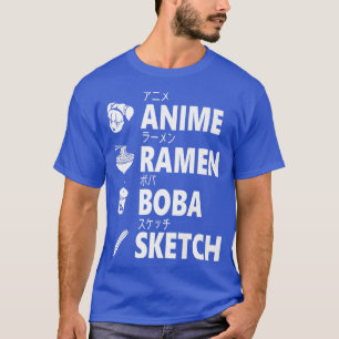 Camiseta Anime Ramen Boba Desenhando Homem Comida Japonês
