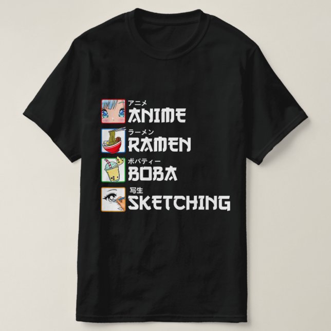 Camiseta Anime Ramen Boba Desenhando Leite de Manga Japonês (Frente do Design)