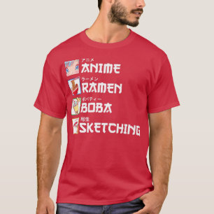Camiseta Anime Ramen Boba Desenhando Leite de Manga Japonês