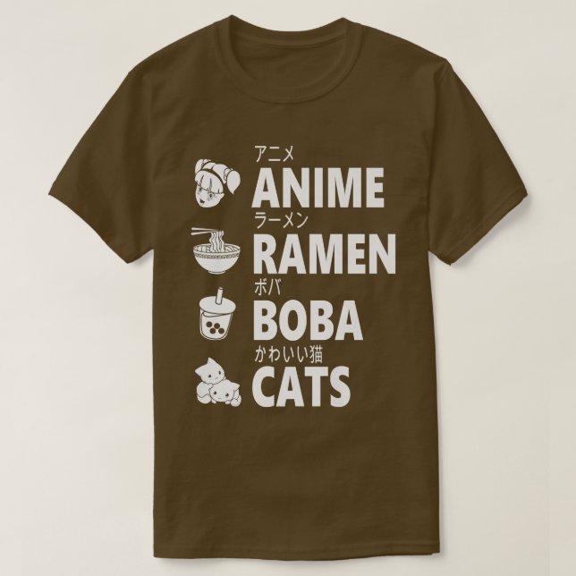 Camiseta Anime Ramen Boba Gata Comida Japonês Manga Ot (Frente do Design)