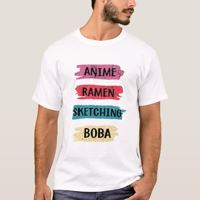 Camiseta Anime Ramen Desenhando Boba (Frente)