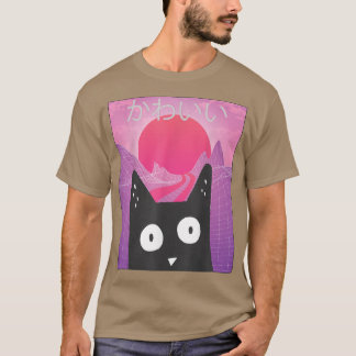 Camiseta Anime Retro Kitten Neko Synthwave Japan 80s Manga