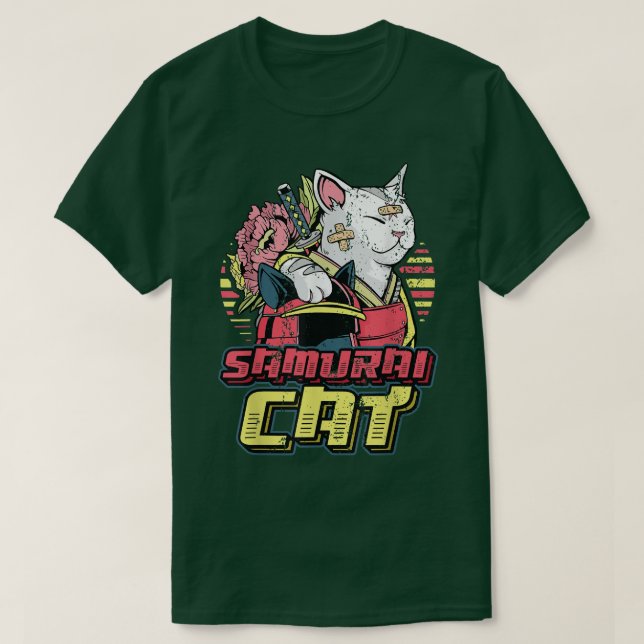 Camiseta Anime Samurai Cat Anime (2) (Frente do Design)