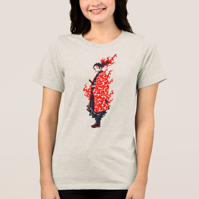 Camiseta Anime Samurai Fiery Warrior  Anime Japonês (Frente)