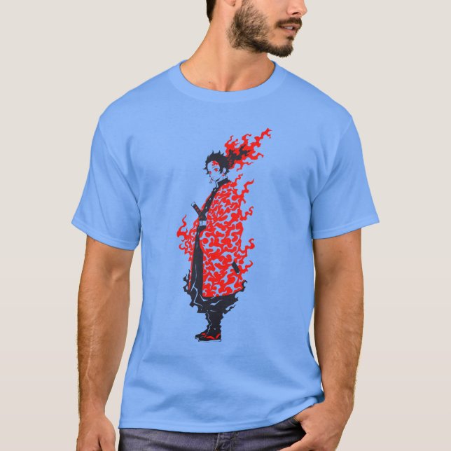 Camiseta Anime Samurai Fiery Warrior  Anime Japonês (Frente)