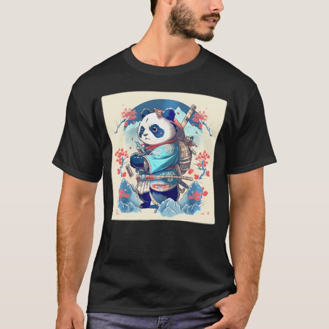 Camiseta Anime Samurai Japonês Kawaii Panda (Frente)