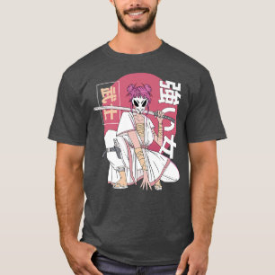 Camiseta Anime Samurai Warrior com japonês Fo Kitsune Mas