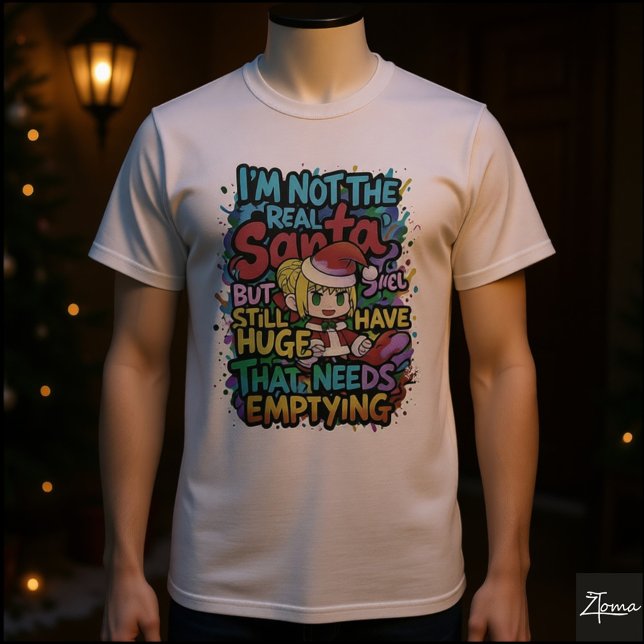 Camiseta Anime Santa Huge Needs Emptying Quote (Criador carregado)