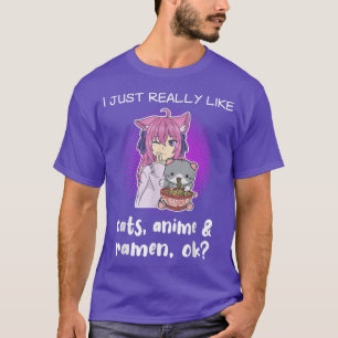 Camiseta Anime Shirt Cat Lover Ramen Engraçado Anime Amor