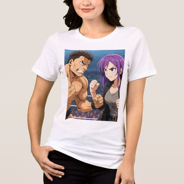 Camiseta Anime Showdown: Lutador vs Heroína (Frente)
