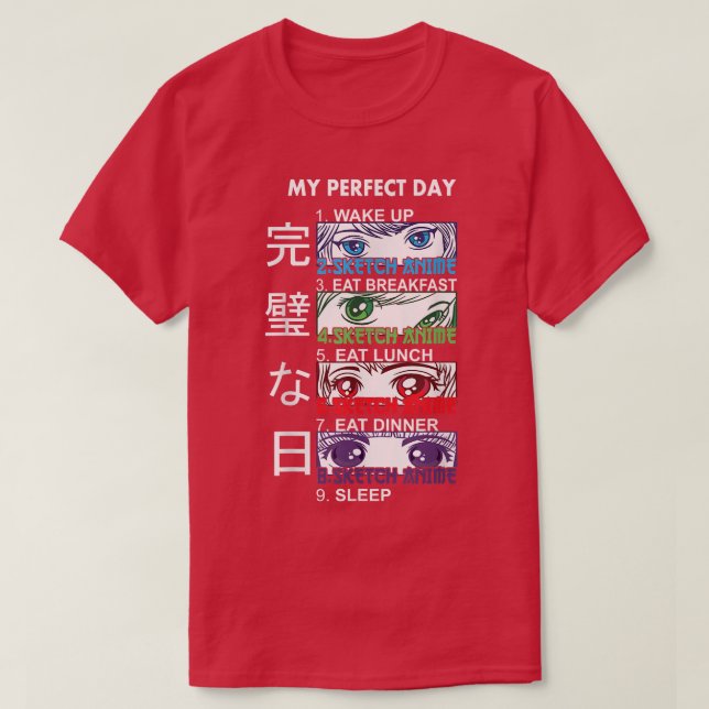 Camiseta Anime Sketching  Sketching Anime Perfect Day Anime (Frente do Design)