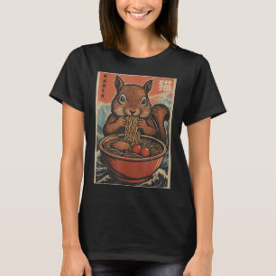 Camiseta Anime Squirrel Ramen Japonês Kawaii Presente Para