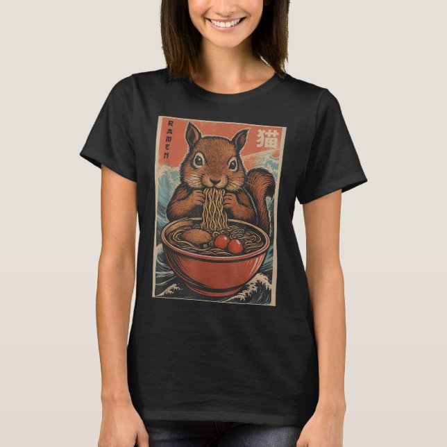 Camiseta Anime Squirrel Ramen Japonês Kawaii Presente Para  (Frente)