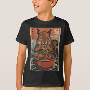 Camiseta Anime Squirrel Ramen Japonês Kawaii Presente Para