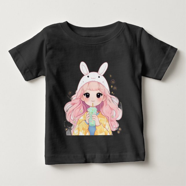 Camiseta Anime Style Doce Bebedor Para Crianças Ro (Frente)