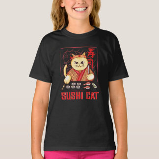 Camiseta Anime Sushi Cat Japanese Sushi Chef Anime Graphic