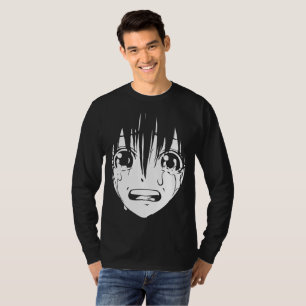 Camiseta Anime T-Shirt: Garota chorando (preto e branco)