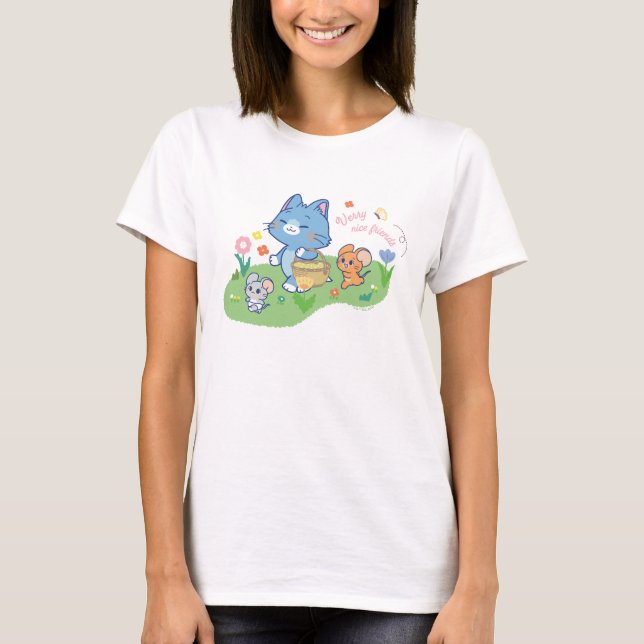 Camiseta Anime Tom, Jerry e Tuffy Picnic (Frente)