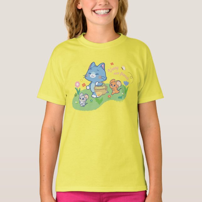 Camiseta Anime Tom, Jerry e Tuffy Picnic (Frente)