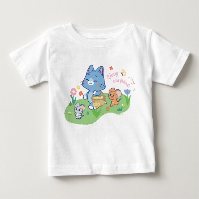 Camiseta Anime Tom, Jerry e Tuffy Picnic (Frente)