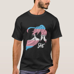 Camiseta Anime Transgênero - Sinalizador Trans-Mulher Lgbt 