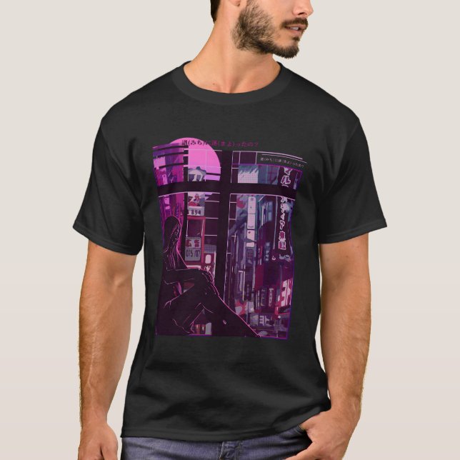 Camiseta Anime Triste Otaku Vaporwave (Frente)