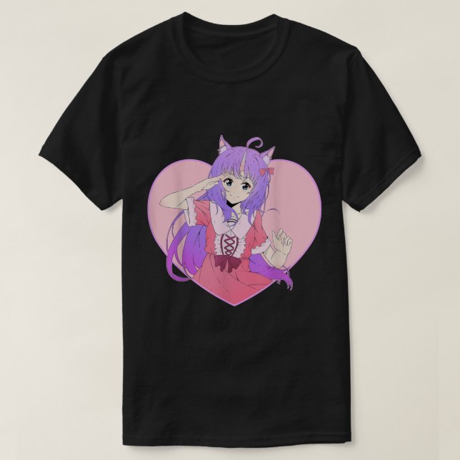 Camiseta Anime Unicorn Dia de os namorados Kawaii Ama Hea (Frente do Design)