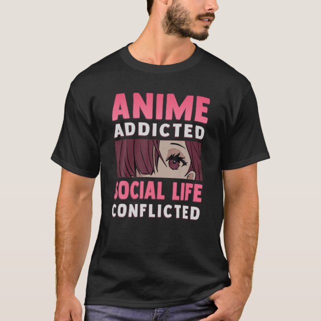 Camiseta Anime Viciado - Vida Social Conflito - Otaku An (Frente)