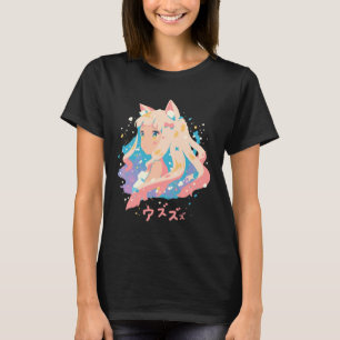Camiseta Anime Waifu Fofo Anime Manga Garota Gato Doce Retr