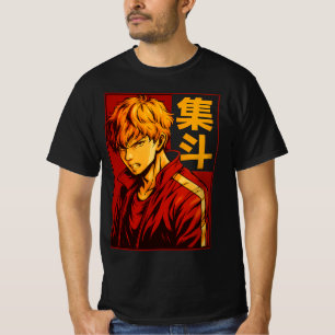 Camiseta Anime Warrior - Fiery Definition Bold Japonês