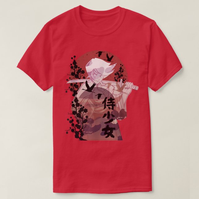 Camiseta Anime Warrior Samurai Girl  (Frente do Design)