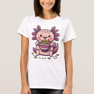 Camiseta Animes de Ramen Comendo Ramen Ativo Kawaii Axolotl