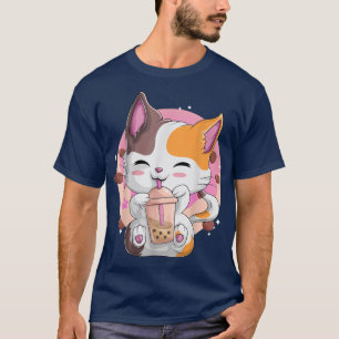 Camiseta Animes Gatos De Chá Para Mulheres, Kawaii Neko Bob