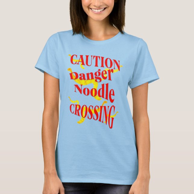 Camiseta Ânimo de perigo de precaução atravessando 3 (Frente)