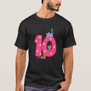 Camiseta Aniversariante de 10 anos de gato Felino de 10 ano