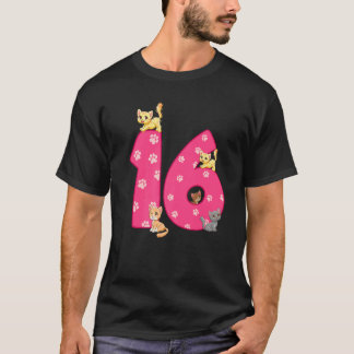 Camiseta Aniversariante de 16 anos de gato Bda