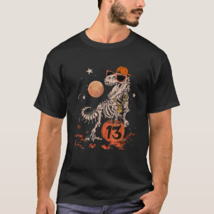 Camiseta Aniversário 13 de Halloween Dinossaur Skeleton Ass