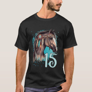 Camiseta Aniversário 15 Meninas Cavalgada Estábulo Quinze 1